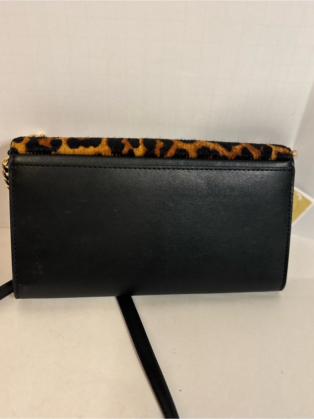 Michael Kors Carson Leopard Print Clutch with Black Trim & Gold Hardware - Picture 5 of 13